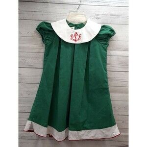 Jack & Teddy Dress 6X Girl Green White Pleated Collar Back button up D L J